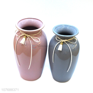 Wholesale creative home decoration ceramic vase with tassel pendant