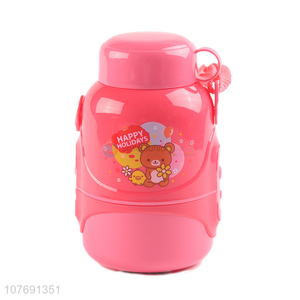 Top seller cartoon design kids plastic water bottle with strap