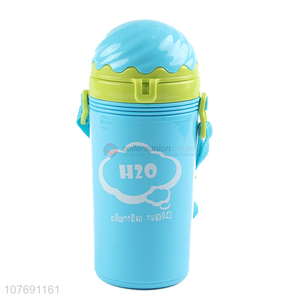 Hot selling leakproof water bottle drinking bottle with straw and strap