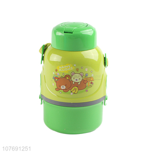 Best selling cartoon printed kids water bottle with straw and strap