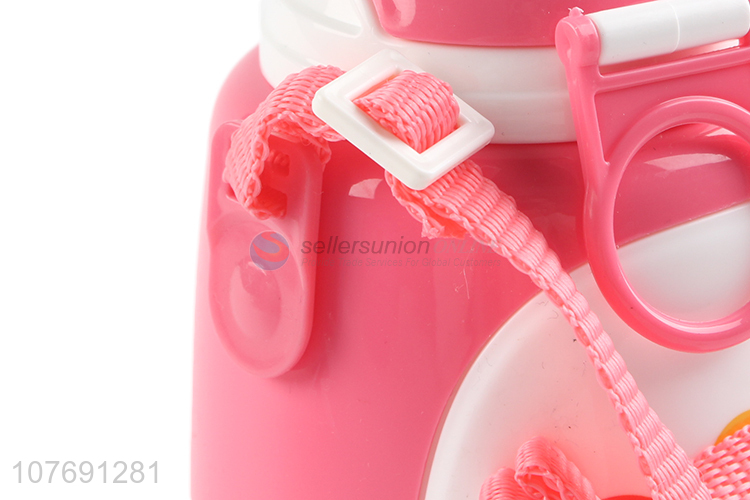 Good price food grade water bottle with straw and strap for children