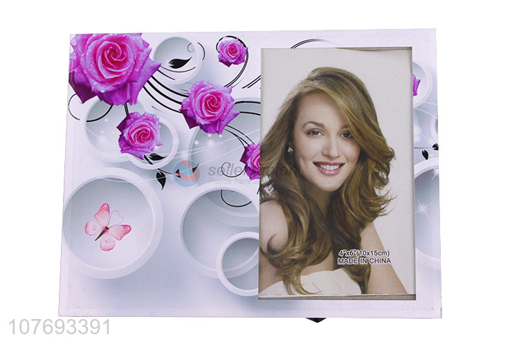 Modern Design Flower Pattern Rectangle Photo Frame Glass Picture Frame