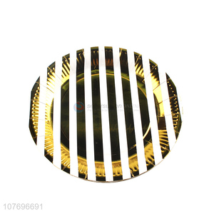 Good sale striped printed disposable <em>paper</em> <em>plate</em> eco-friendly party supplies