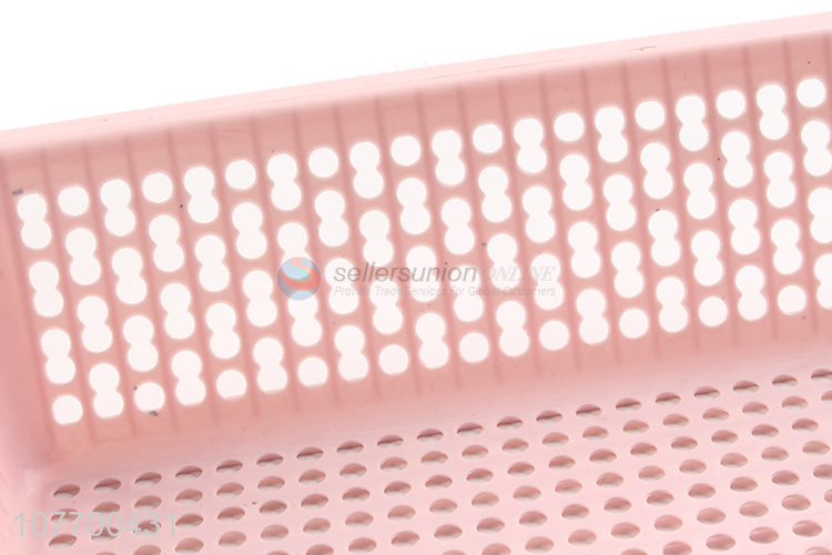 Low price pink plastic storage basket for household