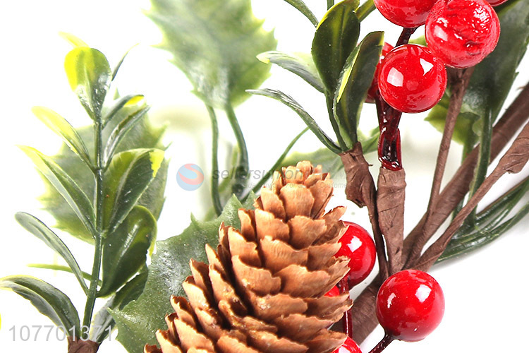 Wholesale Christmas picks Christmas branch with pinecone red berry