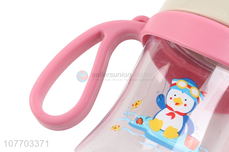 Children handle transparent water cup straw cup leak-proof cup