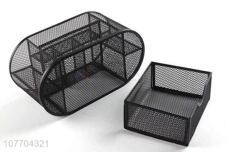 High quality 9 compartments metal mesh desk organizer for office and home