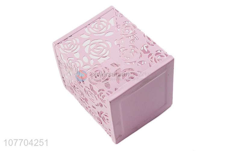 Most popular square metal pencil holder trendy rose pen holder