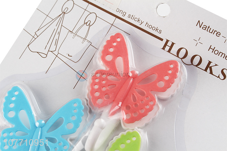 New product colorful butterfly shape sticky hook kitchen utensils coat hanger