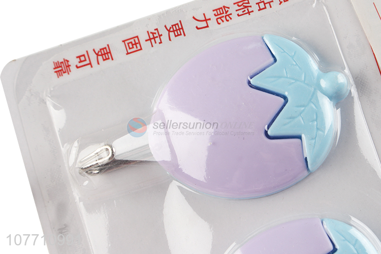 Best selling cute strawberry shape sticky hook punch free wall hook