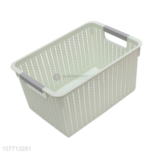 Hot Selling Desk Organizer Rectangle Plastic Storage Basket With Handle