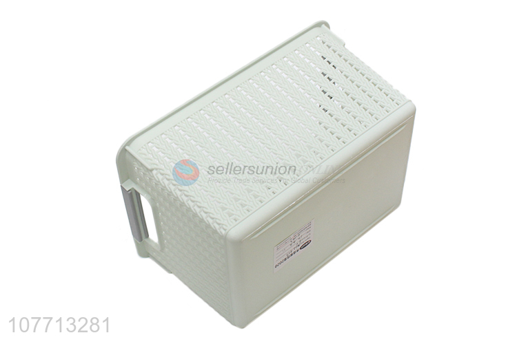 Hot Selling Desk Organizer Rectangle Plastic Storage Basket With Handle