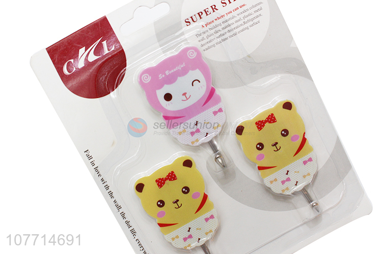 Cute Design 3 Pieces Sticky Hook Household Multipurpose Wall Hooks