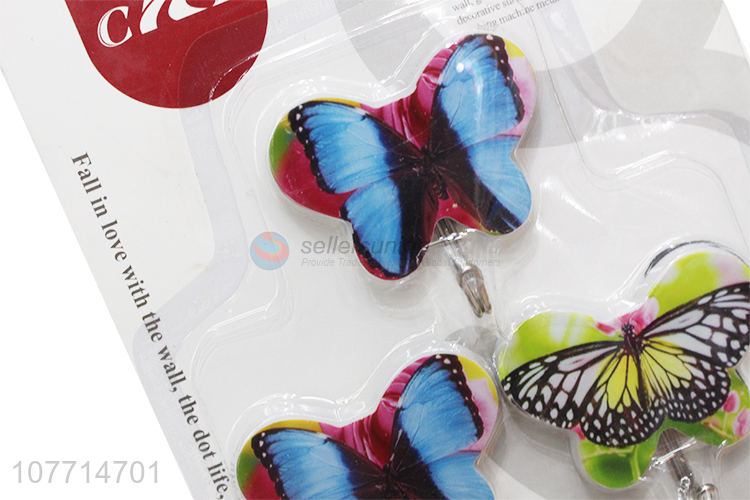 Top Quality 3 Pieces Butterfly Shape Sticky Hook Adhesive Hooks