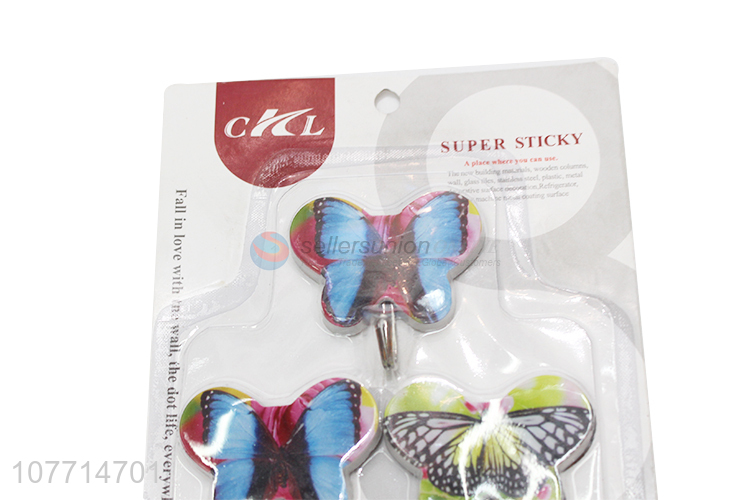 Top Quality 3 Pieces Butterfly Shape Sticky Hook Adhesive Hooks