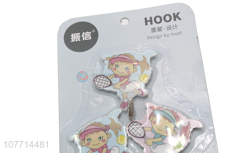 Wholesale 3 Pieces Pretty Girl Pattern Sticky Hook Coat Hanger