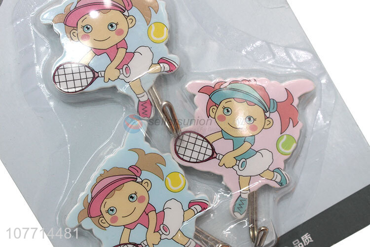 Wholesale 3 Pieces Pretty Girl Pattern Sticky Hook Coat Hanger