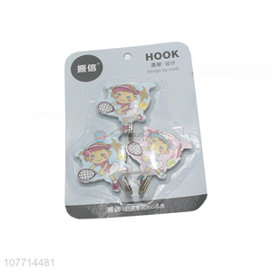 Wholesale 3 Pieces Pretty Girl Pattern Sticky Hook Coat Hanger