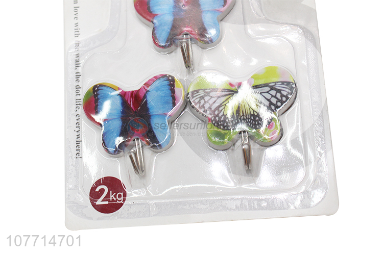 Top Quality 3 Pieces Butterfly Shape Sticky Hook Adhesive Hooks