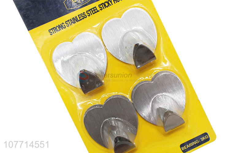 Best Selling 4 Pieces Heart Shape Metal Sticky Hook Wall Hook Set