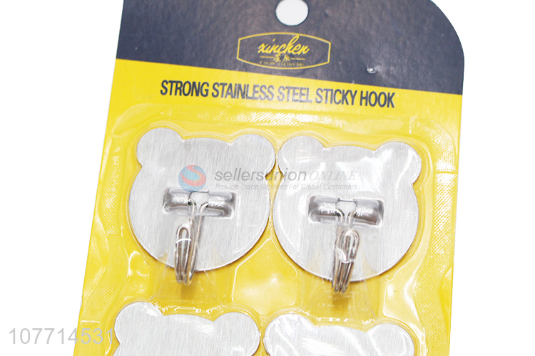 Cute Design 4 Pieces Strong Sticky Hook Metal Hooks Set