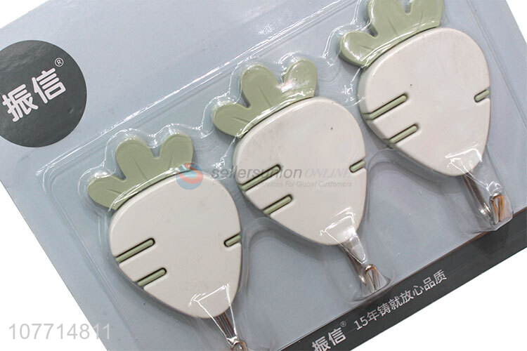 Cute Carrot Shape 3 Pieces Sticky Hook Fashion Wall Hook Set