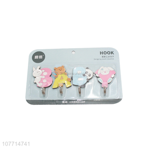 Fashion Design 4 Pieces Cartoon Sticky Hook Wall Hooks