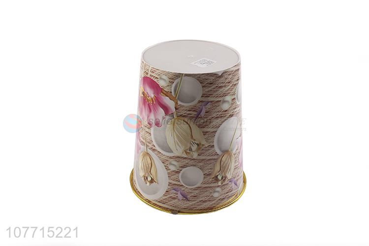 Custom Beautiful Flower Pattern Garbage Bin Trash Can