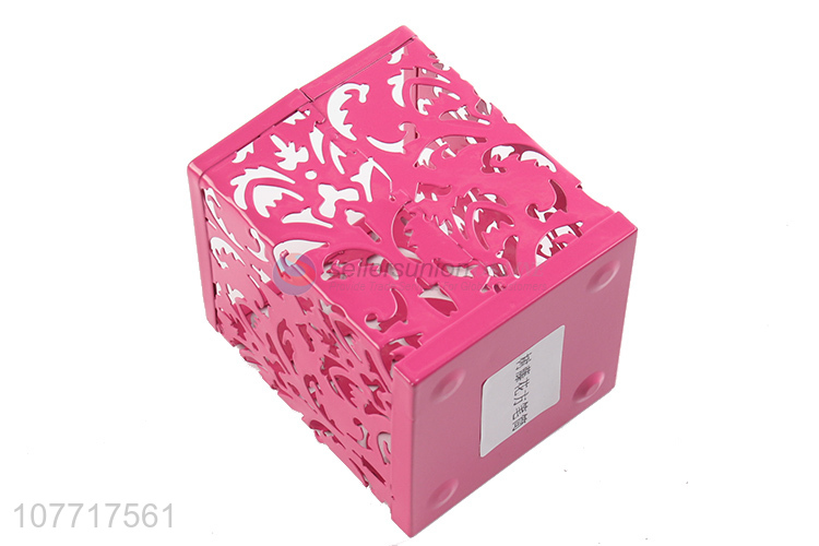 Factory wholesale pink office storage iron tree rattan flower pen holder