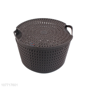 Custom round storage shelf basket with lid for household