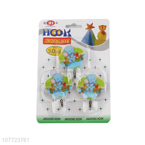 Hot sale 3 pieces cartoon wall hooks adhesive coat hanger