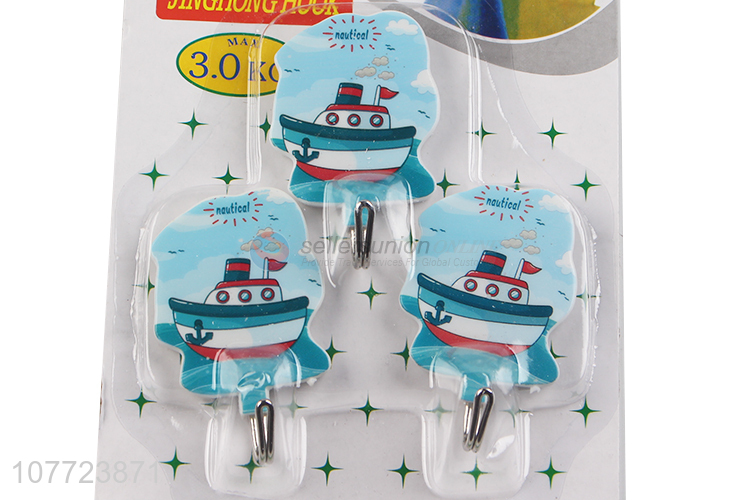 Promotional 3 pieces cartoon sticky hook for kitchen and bathroom