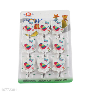 Factory direct sale 9 pieces cartoon wall hooks adhesive coat hanger