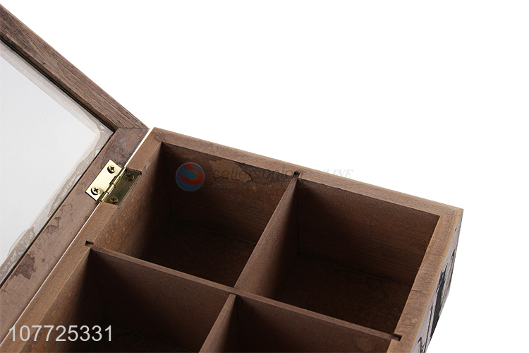 Retro Style Wooden Storage Box For Tea Bags Coffee Packets