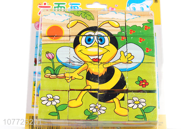 Wholesale wooden toy three-dimensional puzzle six-sided drawing cartoon puzzle