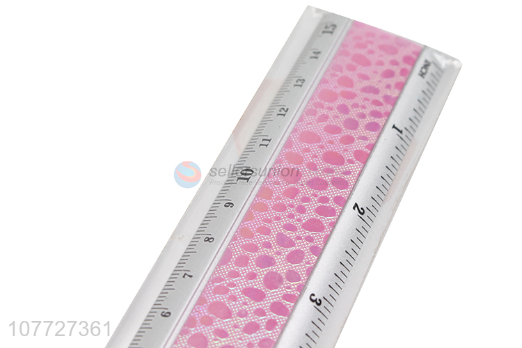 Good quality stationery 15cm metal straight ruler aluminum ruler