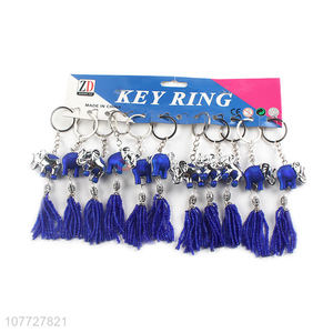 Wholesale creative beaded elephant key chain key ring for souvenir