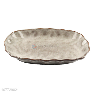 Hot seller dining plate ceramic retro long plate fish plate