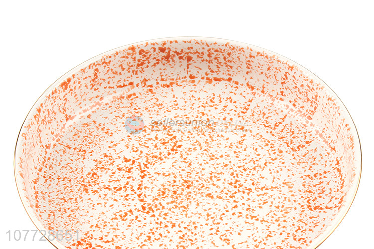 Wholesale orange simple inkjet dinner plate shallow mouth ceramic tableware