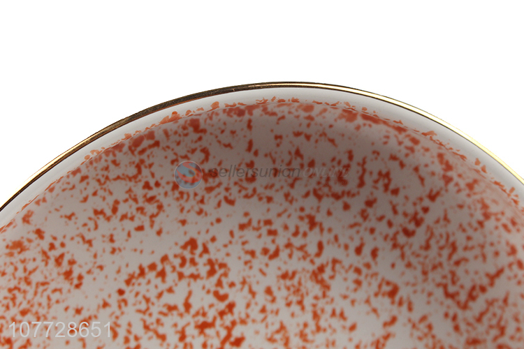 Wholesale orange simple inkjet dinner plate shallow mouth ceramic tableware