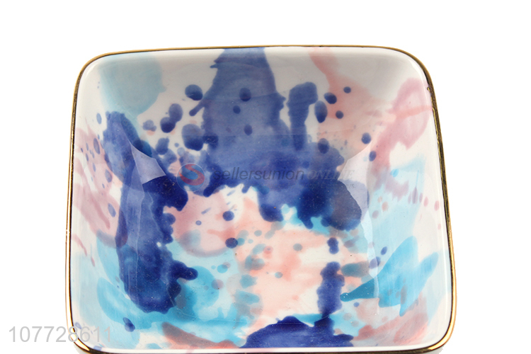 Popular water drop smudge ink pattern ceramic square bowl