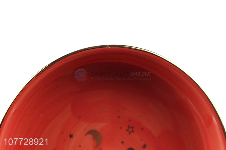 Design simple and popular white background orange starry ceramic tableware