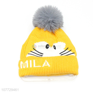 Latest arrival toddler children winter jacquard knitting beanie hat