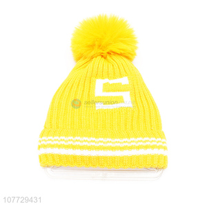 New design children winter pompom beanie toddler jacquard beanie