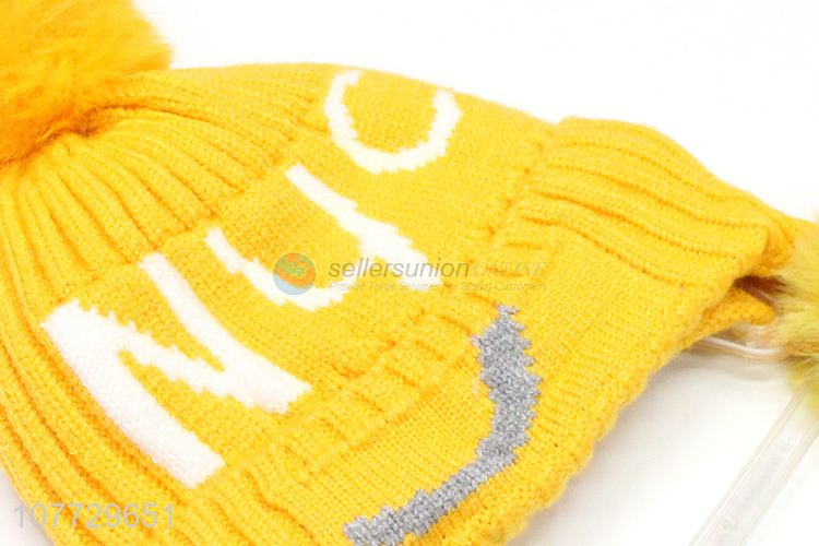 Most popular toddler children winter cap jacquard knitting beanie hat