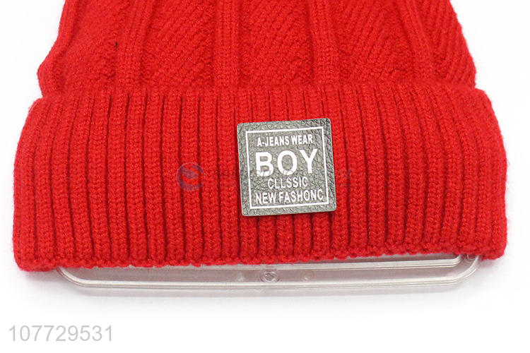 Best selling children beanies boys winter hat with pompom
