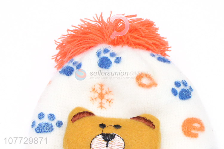 Good quality cartoon bear children beanie cap kids winter hat