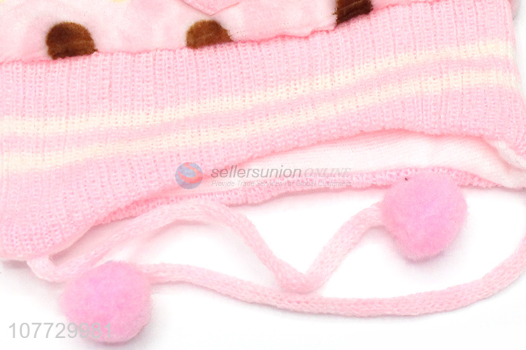 Good quality cartoon animal toddler outdoor thermal knitted earmuff beanie cap