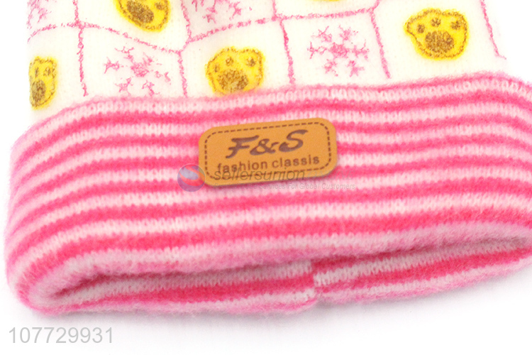 New arrival kids winter cap children fuzzy knitting beanie hat