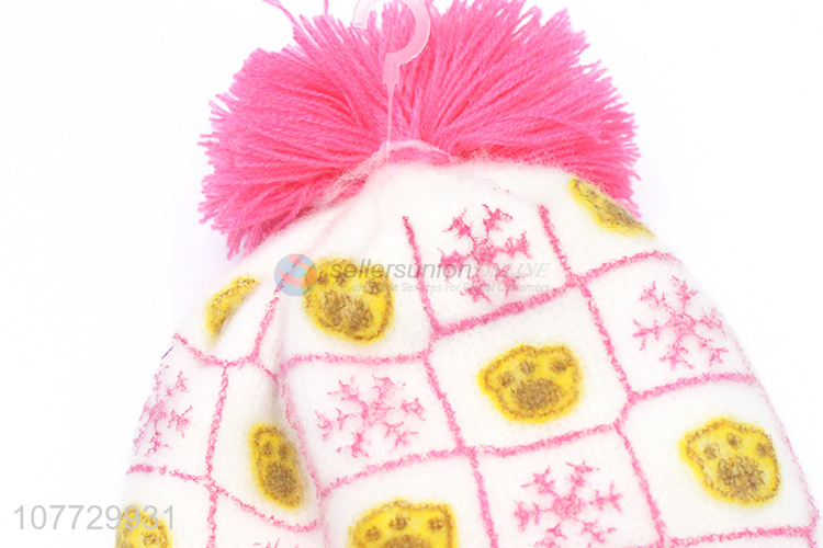 New arrival kids winter cap children fuzzy knitting beanie hat